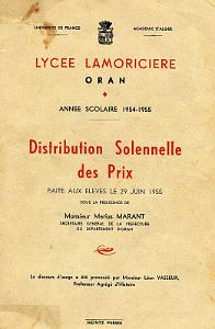 LYCEE LAMORICIERE DISTRIBUTIONS PRIX  29 JUIN 1955   (1)